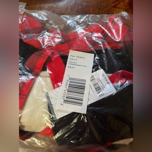 Baby Carter's 3-Piece Tee & Jumper Dress Set, newborn, 6mo, 9mo, red, black - Picture 2 of 4